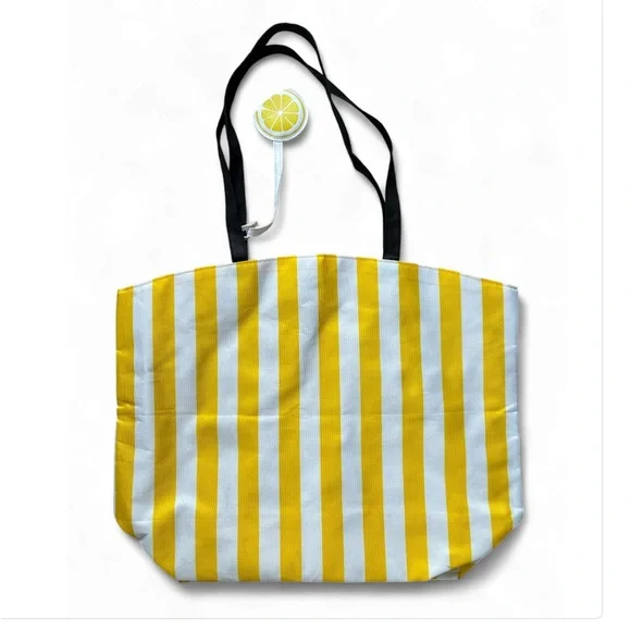 Lemon tote bag Yellow and White Striped squeeze the day - Picture 2 of 6
